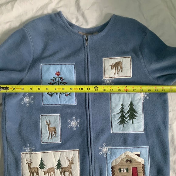 Embroidered Zippered Fleece Christmas Cardigan - Picture 5 of 8